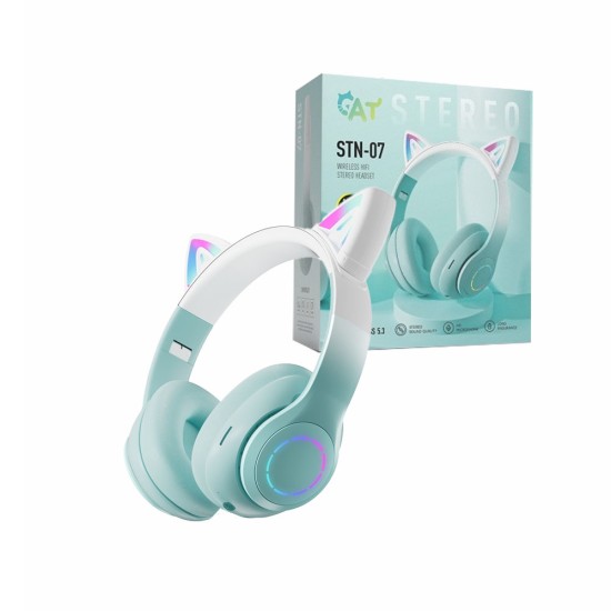 Moxom Wireless HiFi Cat Stereo Headphones STN-07 with LED light Green